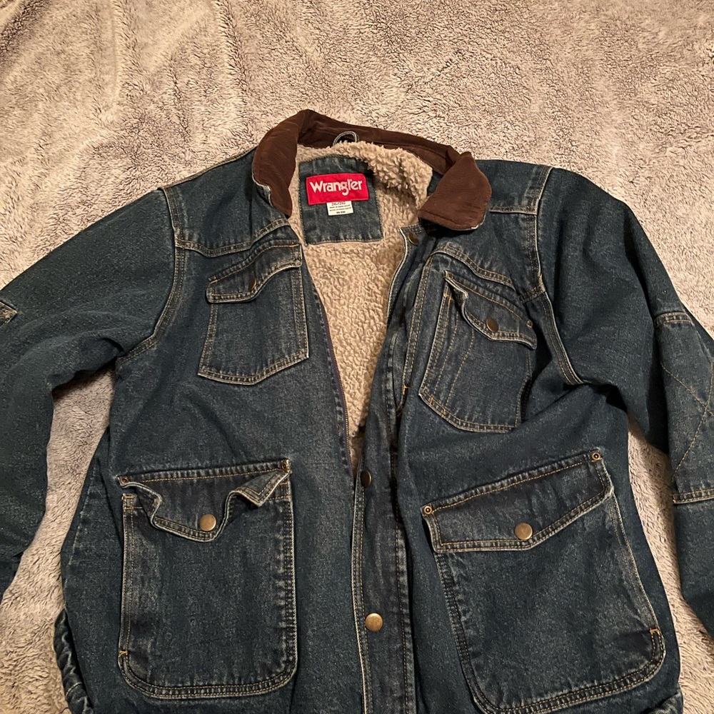 Wrangler fleece lined Denim Chore Coat Blue denim